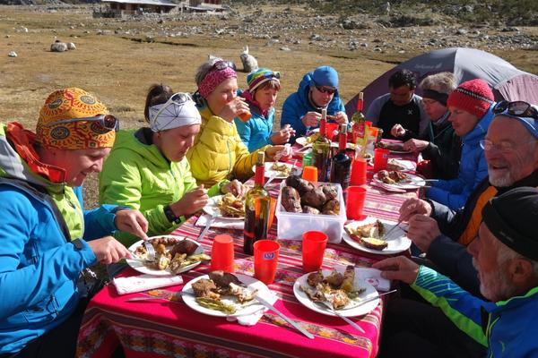 lunch on ausangate trek by inca trail expeditions