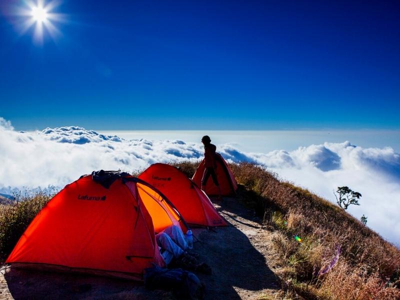 camping tents on the routes by inca trail expeditions